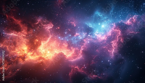 Nebulae and Stars Glass Blur Background  Abstract Cosmic Colors Gradient