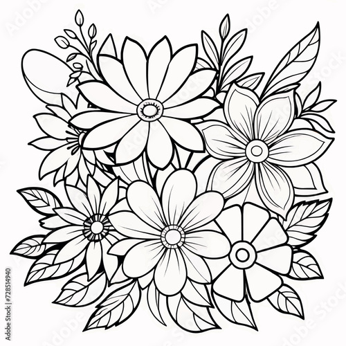 Children s floral illustration doodle coloring book hand drawn vector