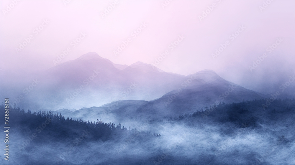 Subtle hues of lilac and misty gray blend softly, forming an abstract representation of a quiet morning fog. 