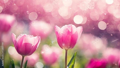 abstract pink bokeh background banner panorama spring colours