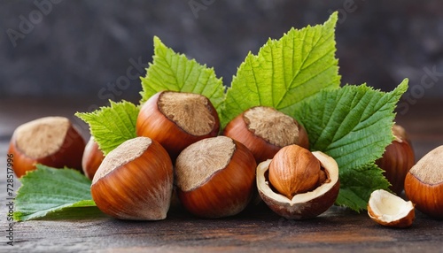 hazelnuts with leaves