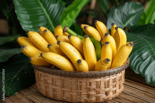 A vibrant basket of locally grown saba bananas and matoke, symbolizing the richness of whole, natural foods and the joy of outdoor dining photo