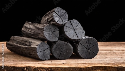 natural wood charcoal isolated