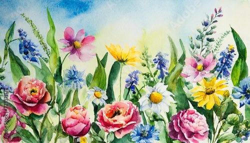 watercolor illustration of summer flowers