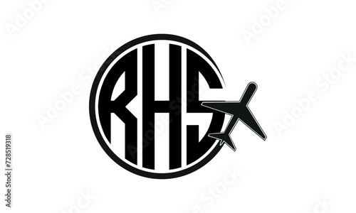 RHS three initial letter circle tour & travel agency logo design vector template. hajj Umrah agency, abstract, wordmark, business, monogram, minimalist, brand, company, flat, tourism agency, tourist