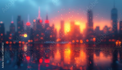 Cityscape Glass Blur at Dawn - Soft Pastels Abstract Background, Urban Sunrise Wallpaper, Trendy Morning Cityscape