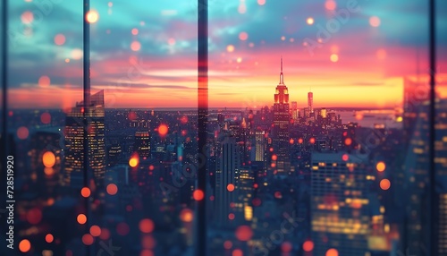Dawn Cityscape Glass Blur - Soft Pastels Abstract Wallpaper  Urban Sunrise Trendy Background  Morning Haze