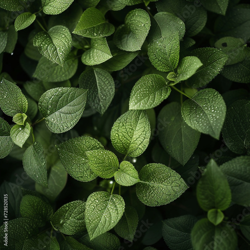 Green leaves plant in close up, ai technology