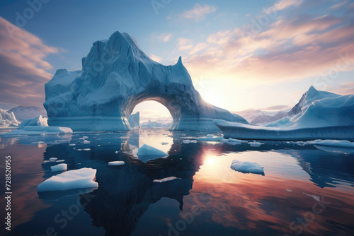 Majestic Ice Arch in a Serene Arctic Landscape Generative AI image photo