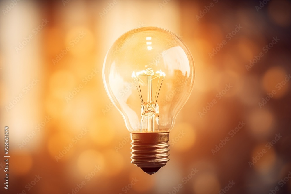 Light bulb on dark background. Template Edison retro light bulb is glowing in the dark. Isolated on a transparent background. Generative AI.