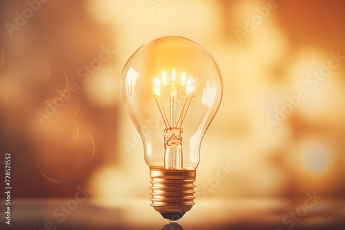 Light bulb on dark background. Template Edison retro light bulb is glowing in the dark. Isolated on a transparent background. Generative AI.