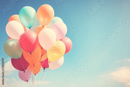 Vintage Colorful Balloons with Retro Instagram Filter Effect. Ideal for Summer Celebrations