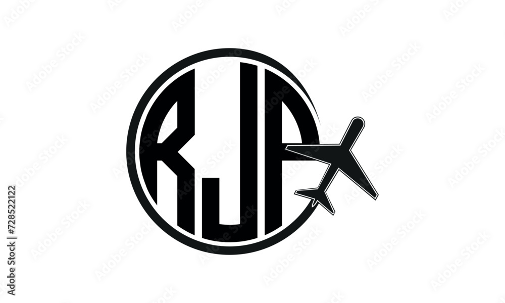 RJP three initial letter circle tour & travel agency logo design vector ...