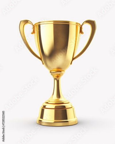 Shining Gold Trophy Cup Isolated on White Background for Champion of First Place