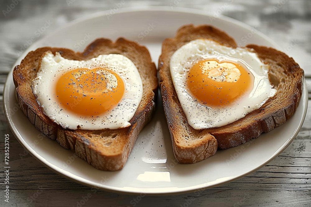 A delicious and heartwarming breakfast dish featuring a golden fried egg atop a plate of toasted bread, showcasing the versatile and staple ingredient of eggs in the realm of cuisine A delicious and heartwarming breakfast dish featuring a golden fried egg atop a plate of toasted bread, showcasing the versatile and staple ingredient of eggs in the realm of cuisine