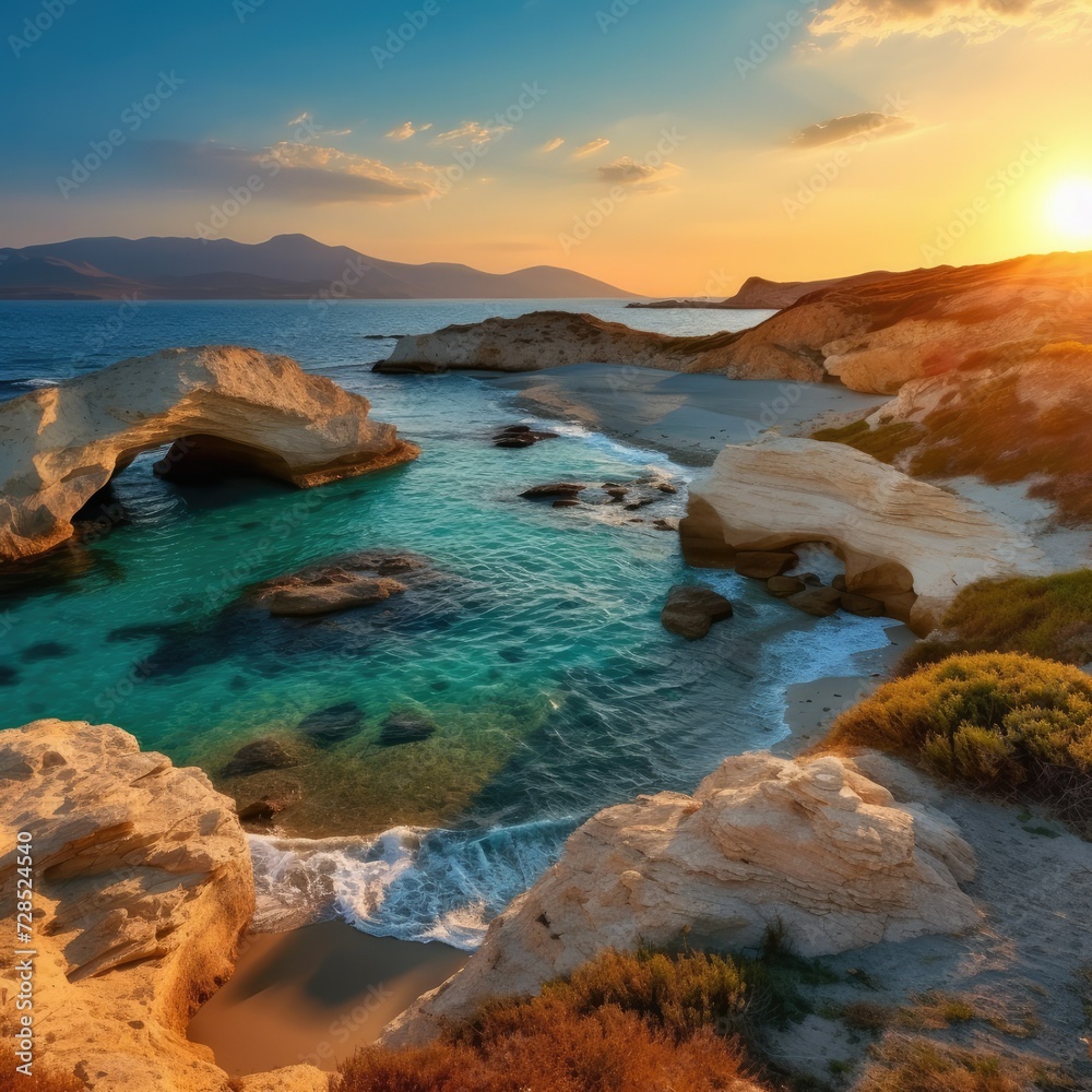 _Amazing_sunset_on_Milos_island._Sandy_