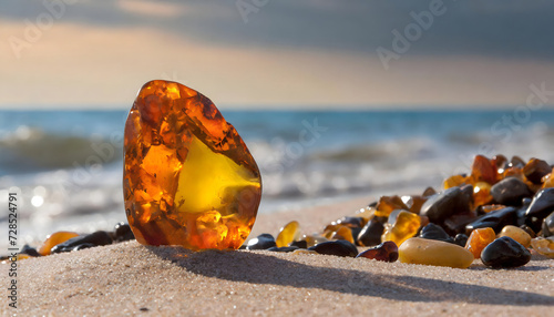 Amber on beach