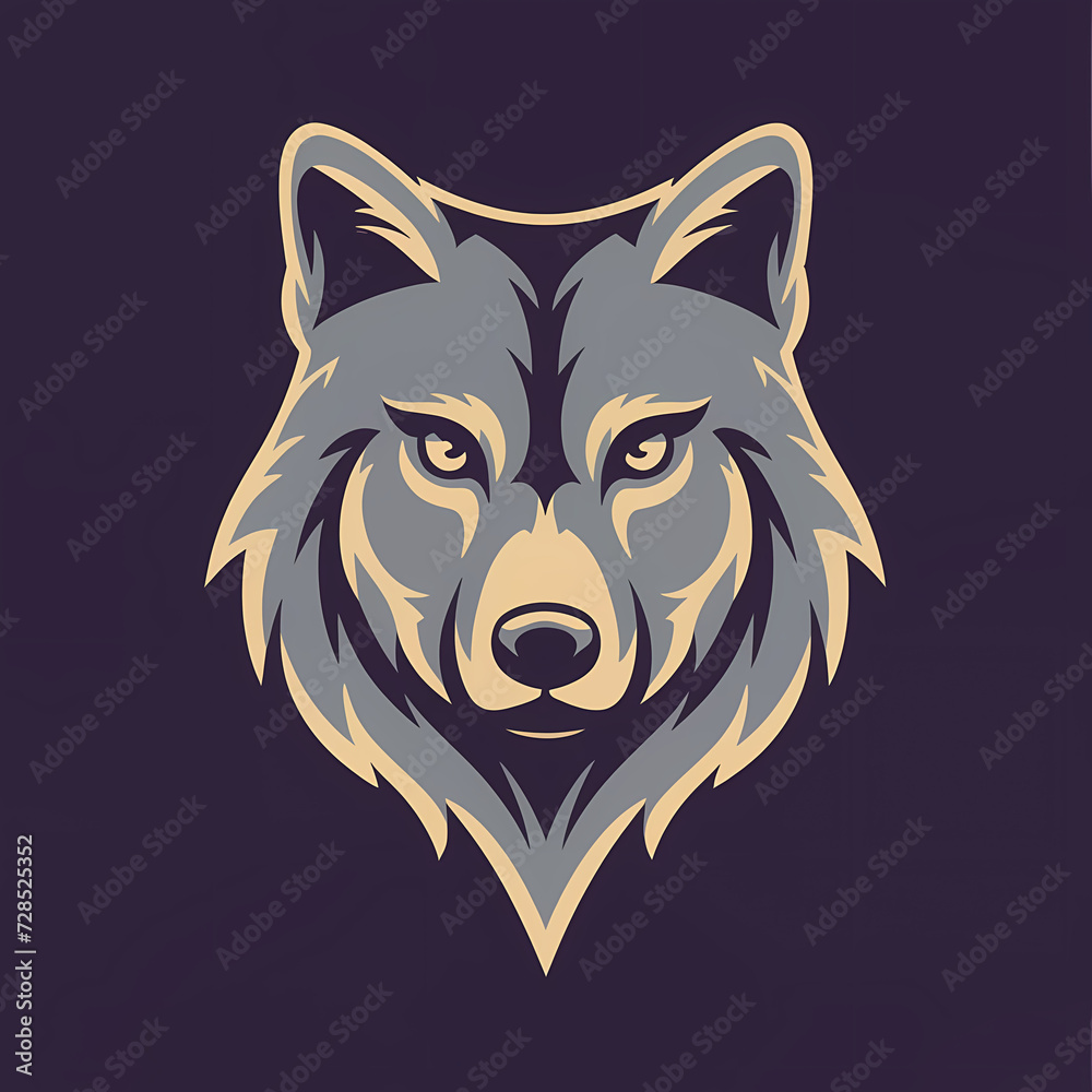 Flat design of vector wolf design, symbolizing strength.