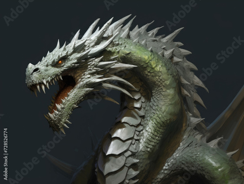 Green dragon. Digital art.