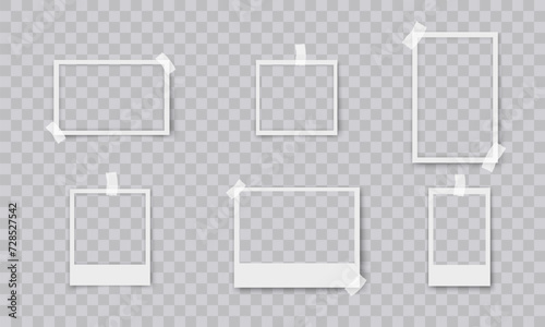 Vector photo Frames: Realistic Photo Templates with Shadows. Vintage Card Set for Stock Use. Vector Illustratios on transparent background.Png 	
