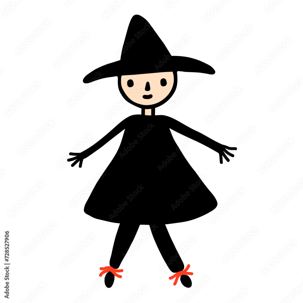 cartoon witch on white 