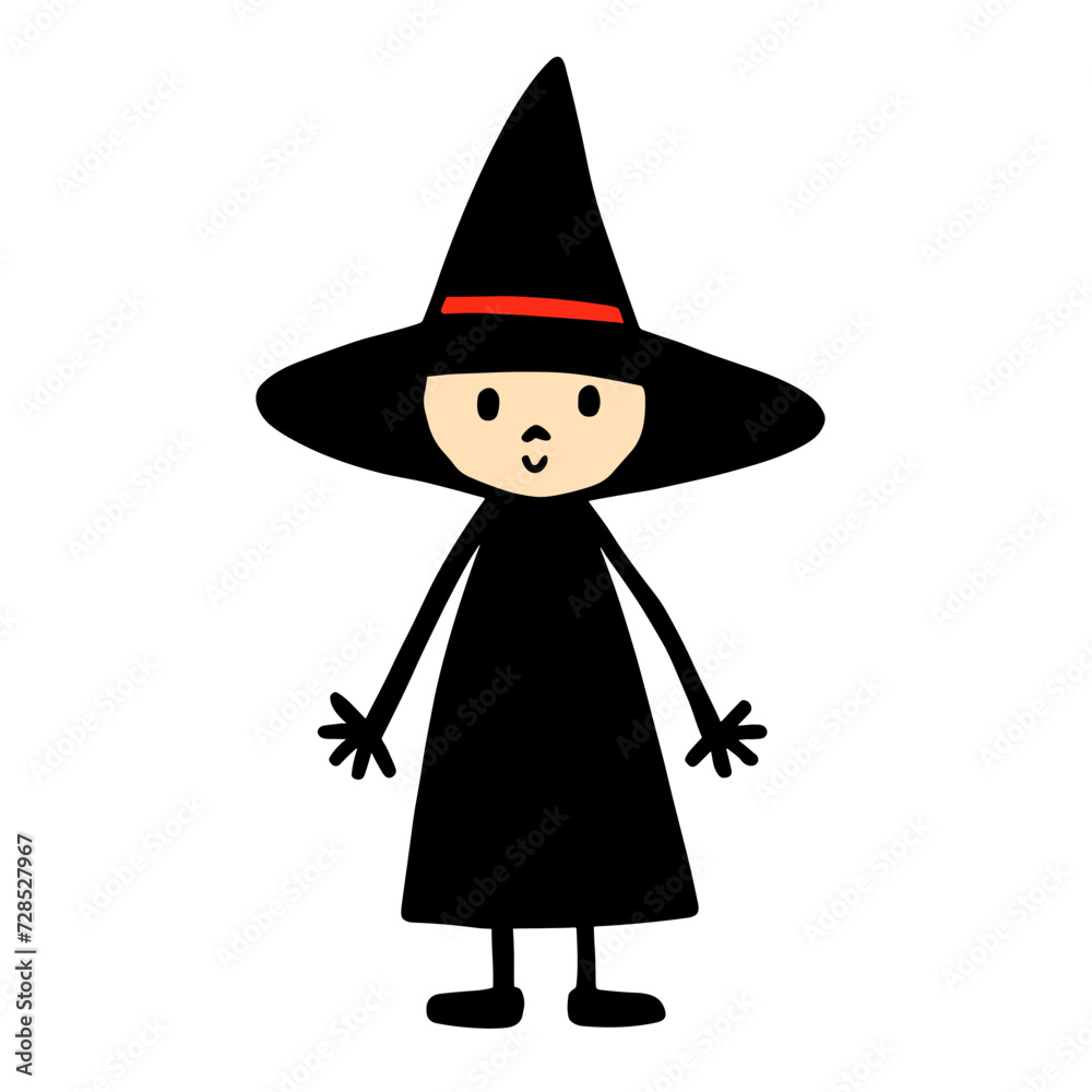 cartoon witch on white 