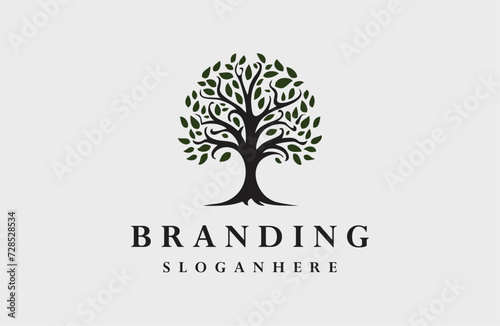 Tree logo style icon design template flat vector