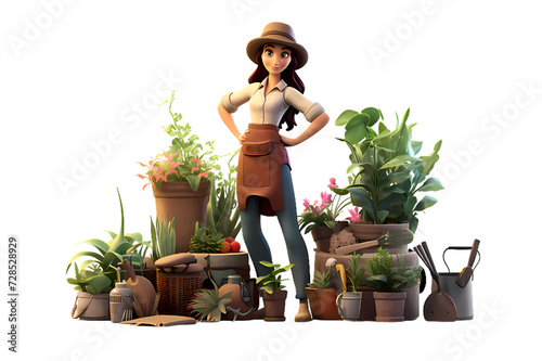 A female botanist transparent background