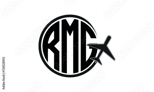 RMG three initial letter circle tour & travel agency logo design vector template. hajj Umrah agency, abstract, wordmark, business, monogram, minimalist, brand, company, flat, tourism agency, tourist photo