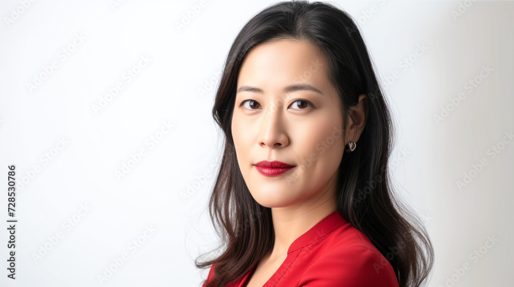 A bright and focused portrait capturing the strength and confidence of an influential Chinese woman in the business world A bright and focused portrait capturing the strength and confidence of an influential Chinese woman in the business world
