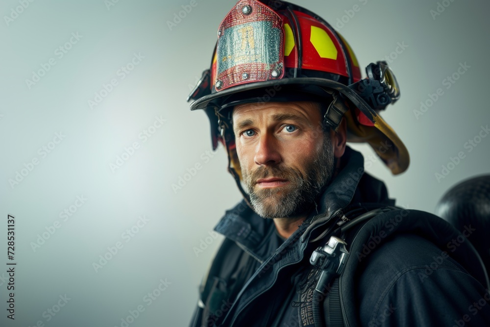 portrait of a firefighter in uniform portrait of a firefighter in uniform
