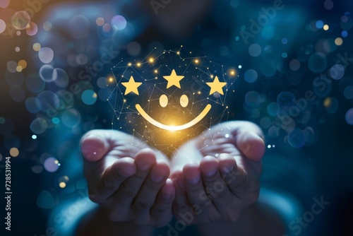 Optimistic icon glow colorful supporting euphoric face emoji community care. Yellow expressions solicitude, positive gripping star ratings happiness smiles. Happy Smiley smiling face asterisk on hand.