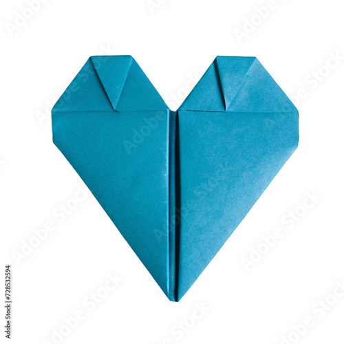 Blue origami paper heart