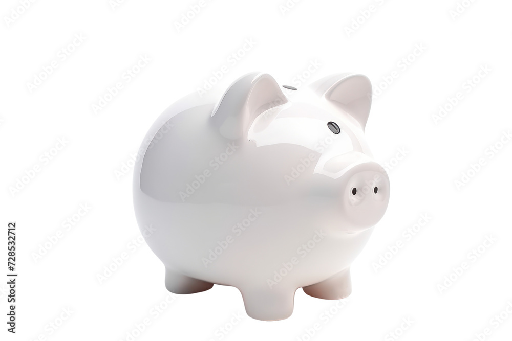 ceramic piggy bank Keep your money in cash currency. Analyst or investor with financial graph, profit, business, effect on inflation, interest, isolated on white transparent background.