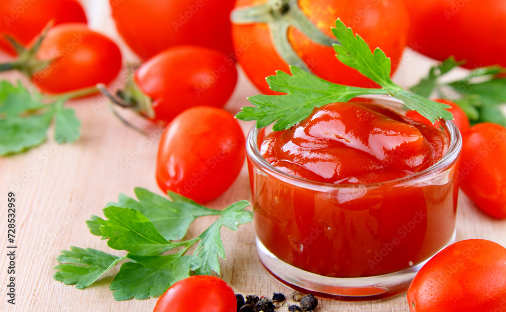 tomato sauce ketchup in a bowl on the table tomato sauce ketchup in a bowl on the table