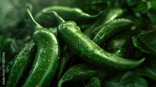 Green chili close-up. Generative AI