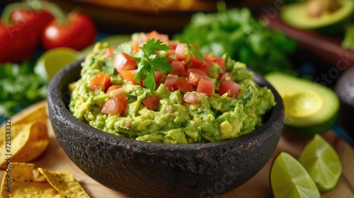 Guacamole and ingredients. Generative AI