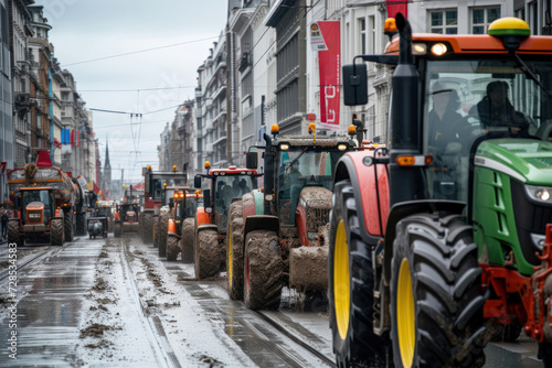Striking tractor drivers block city streets and create traffic jams