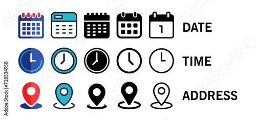 Date, Time, Address or Place Icons Symbol 04