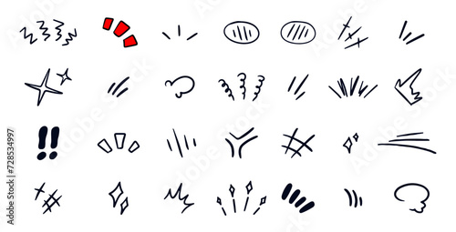 Japanese Manga comic style line elements for character emotion