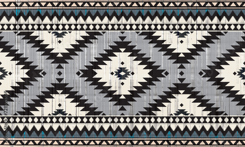 Navajo tribal vector seamless pattern. Native American ornament. Ethnic South Western decor style. Boho geometric ornament. Mexican blanket, rug. Woven carpet illustration 