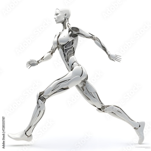 robot woman running isolated on white background © dobok