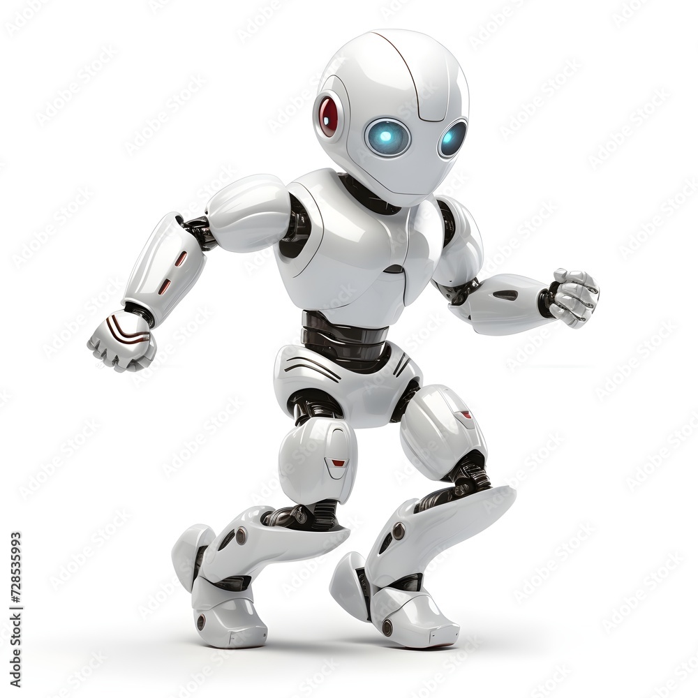 robot man running isolated on white background robot man running isolated on white background
