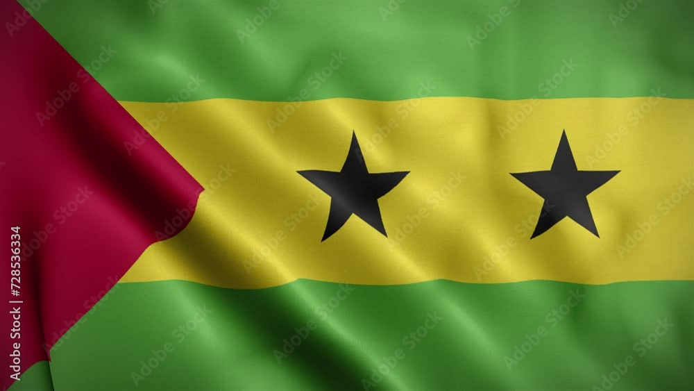 São Tomé and Príncipe waving flag, Flag of São Tomé and Príncipe Animation, São Toméan and Príncipian Flag Closeup, 4k São Toméan and Príncipian Flag Waving Animation
