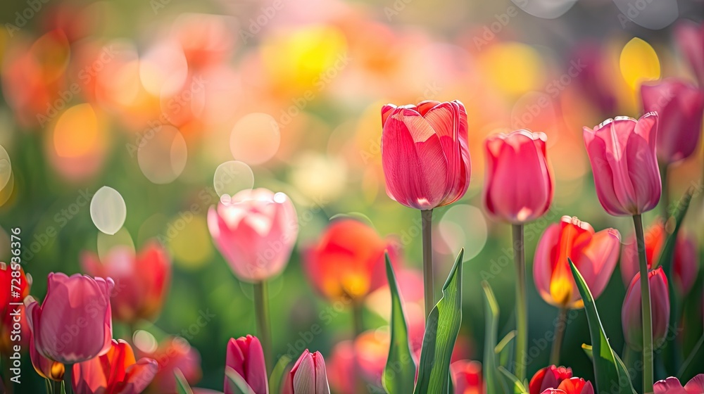 Tulips with soft focus. Generative AI