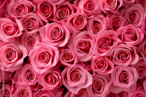 Pink roses  valentine s day background top view.