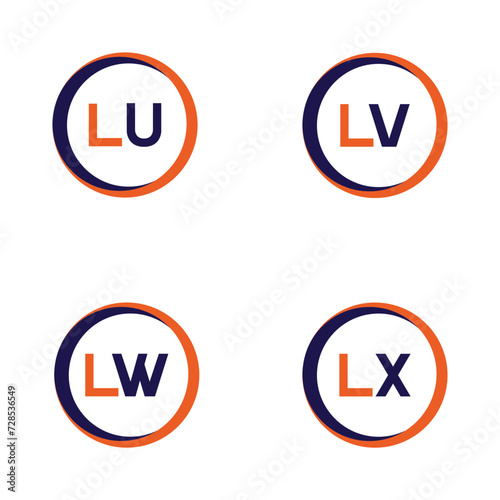 LU,LV,LW,LX  Letter Logo Bundle Monogram set . icon, letter, vector, technology, business, art, symbol, set design .