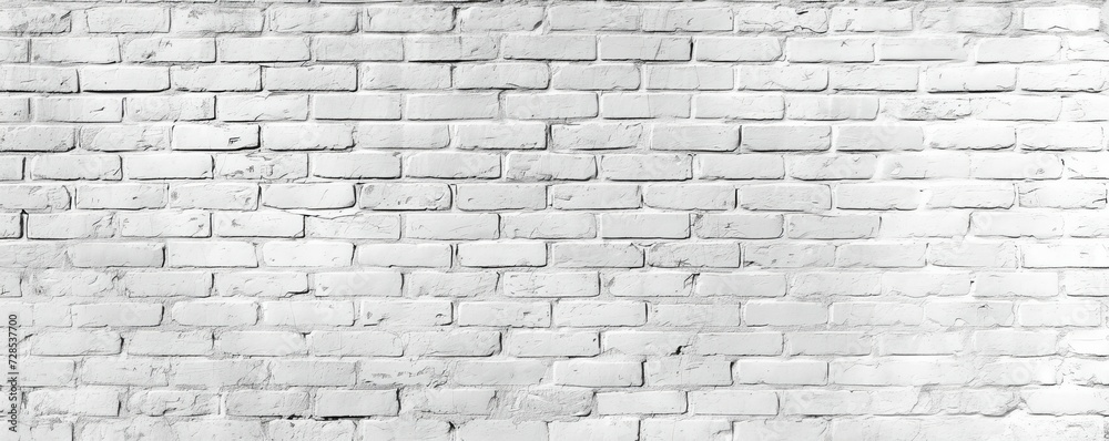 Panoramic background of wide white brick wall texture. Home or office design backdrop, Generative AI Panoramic background of wide white brick wall texture. Home or office design backdrop, Generative AI
