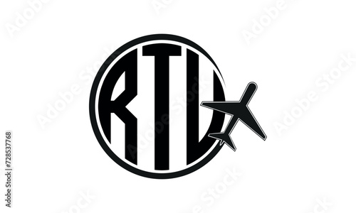 RTU three initial letter circle tour & travel agency logo design vector template. hajj Umrah agency, abstract, wordmark, business, monogram, minimalist, brand, company, flat, tourism agency, tourist