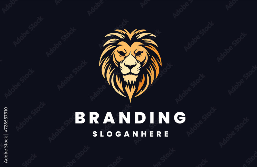 lion vector logo design isolated on black background